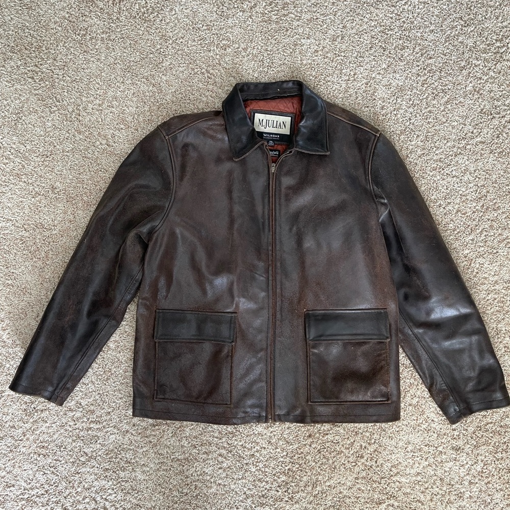 Vintage M Julian by Wilsons Thinsulate Lined Dark Brown Leather Men's Jacket XL